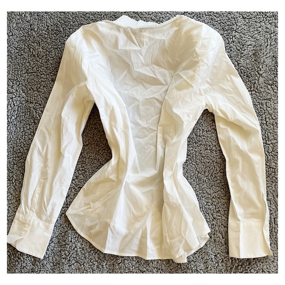 Ann Taylor LOFT✨NWT✨14 Ivory White Long Sleeve Ruffle Button Down Blouse. - Picture 5 of 5